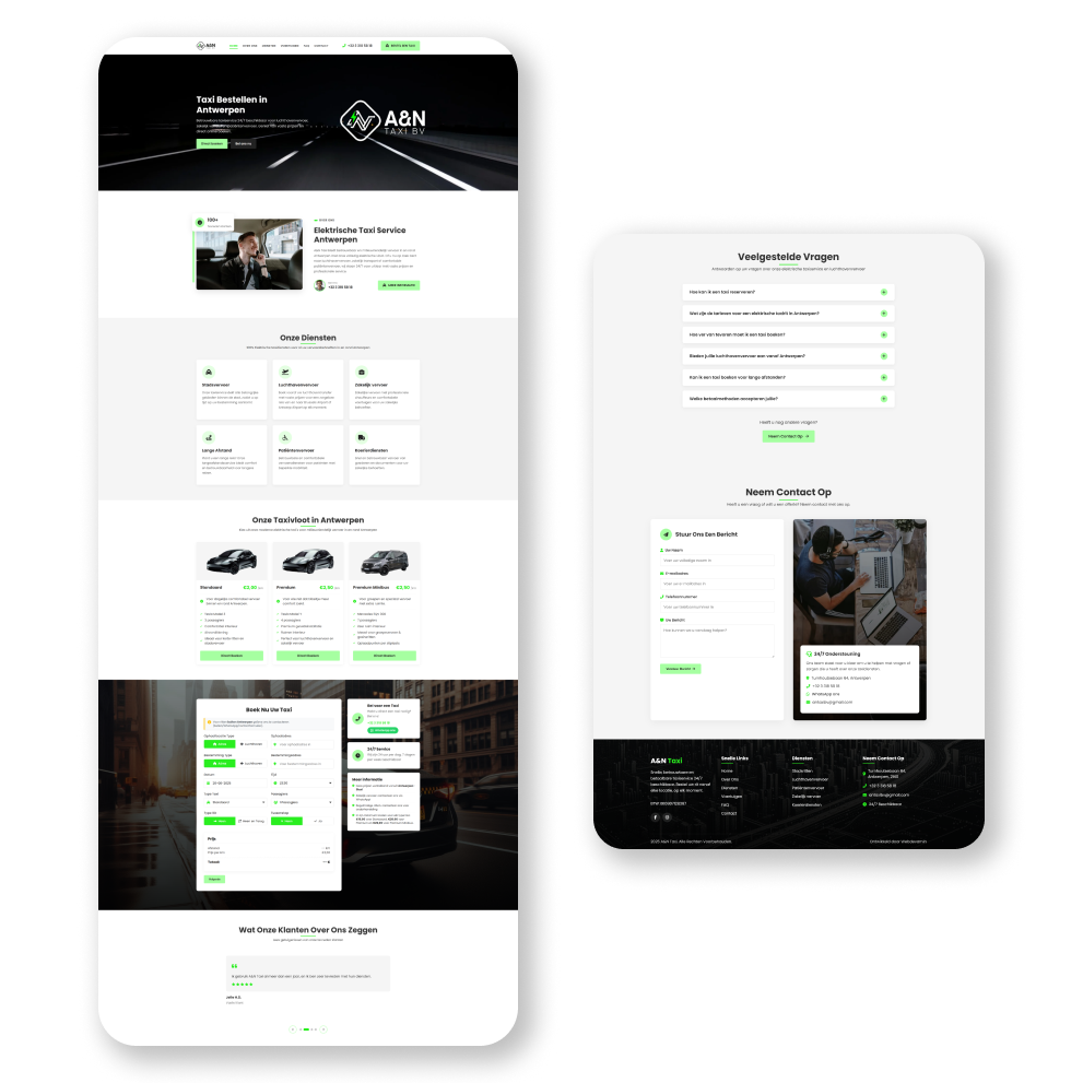AN Taxi: een taxi website met online reserveringssysteem.