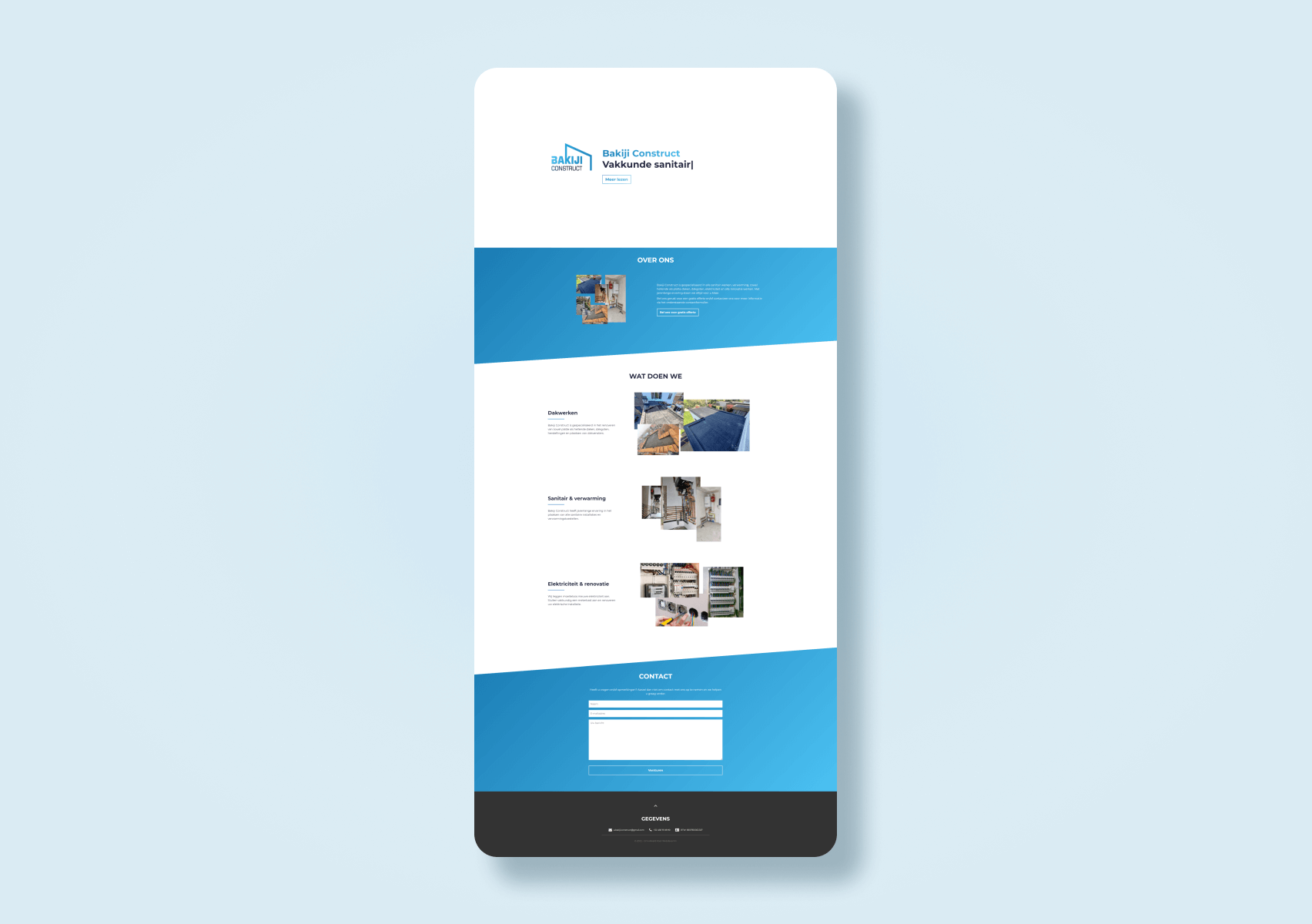 Landing page of Bakiji Construct website.