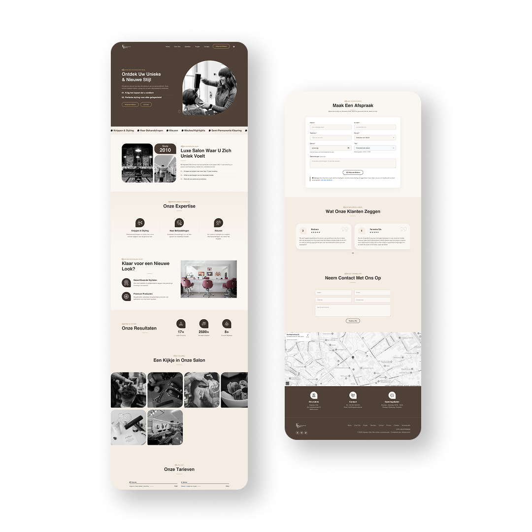 Voorbeeld van een kapper website met online afsprakensysteem.