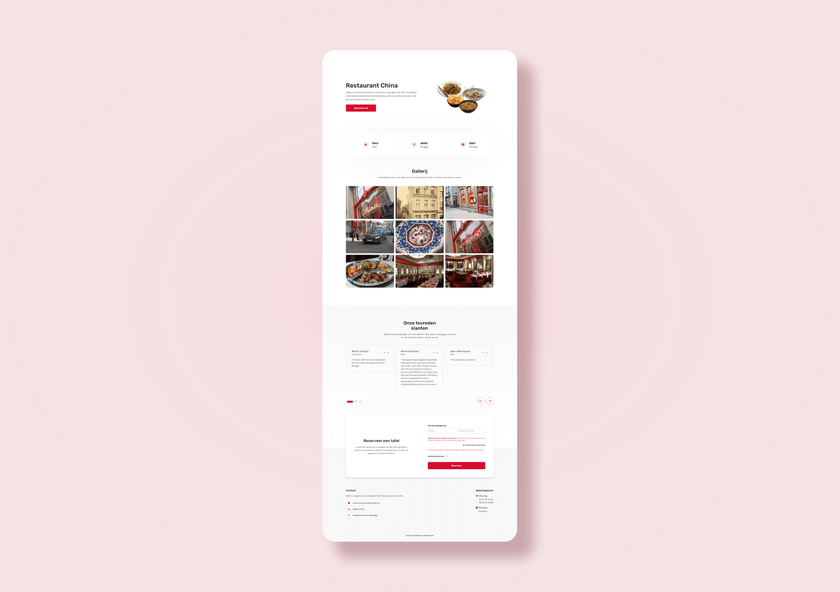 Landing page of Restaurant China Brugge website.