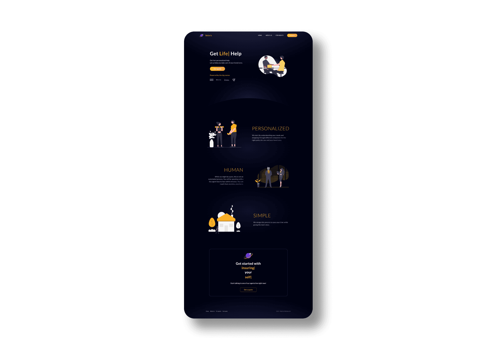 The hero section of the Solaris website displayed on 3 devices: mobile, tablet, and desktop.